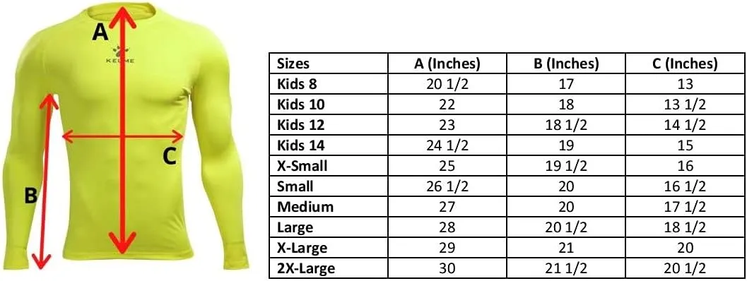 KELME Men's Cool Dry Compression Shirt Long Sleeve  Sports Base Layer Unisex  Thermal Undershirt Athletic Workout Cold