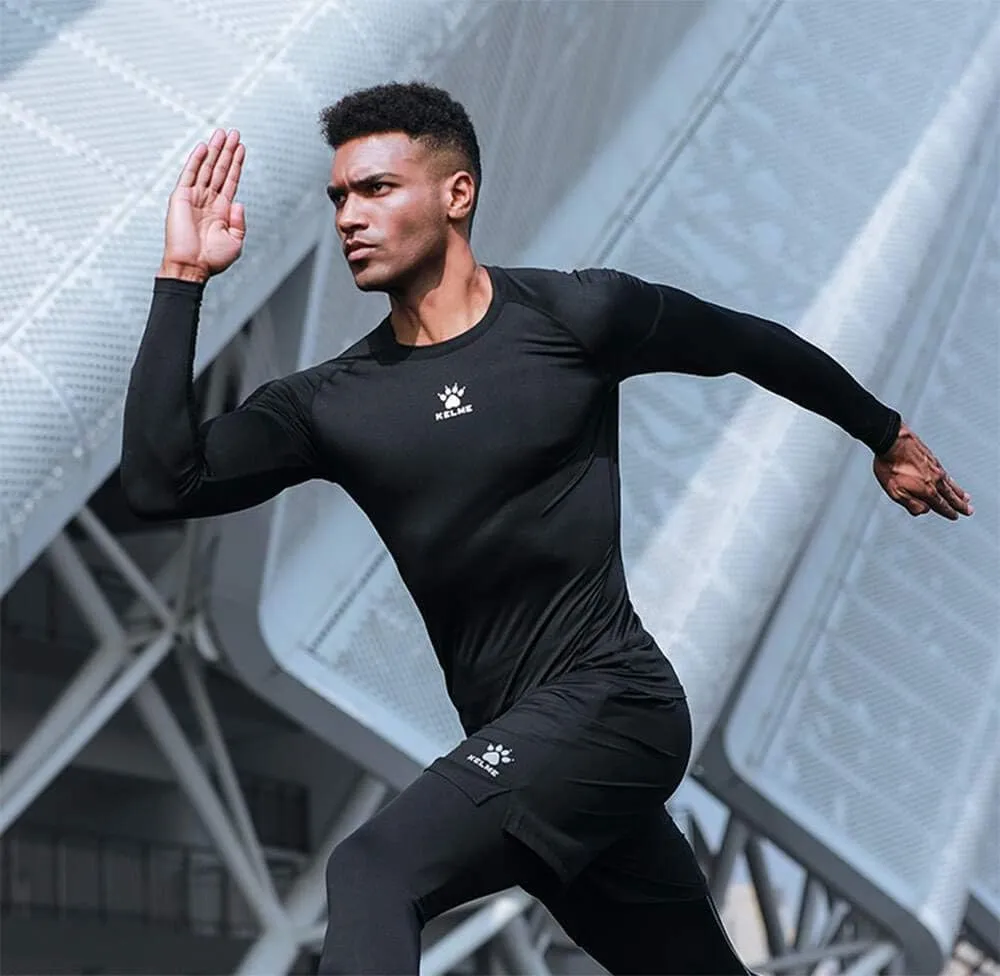KELME Men's Cool Dry Compression Shirt Long Sleeve  Sports Base Layer Unisex  Thermal Undershirt Athletic Workout Cold