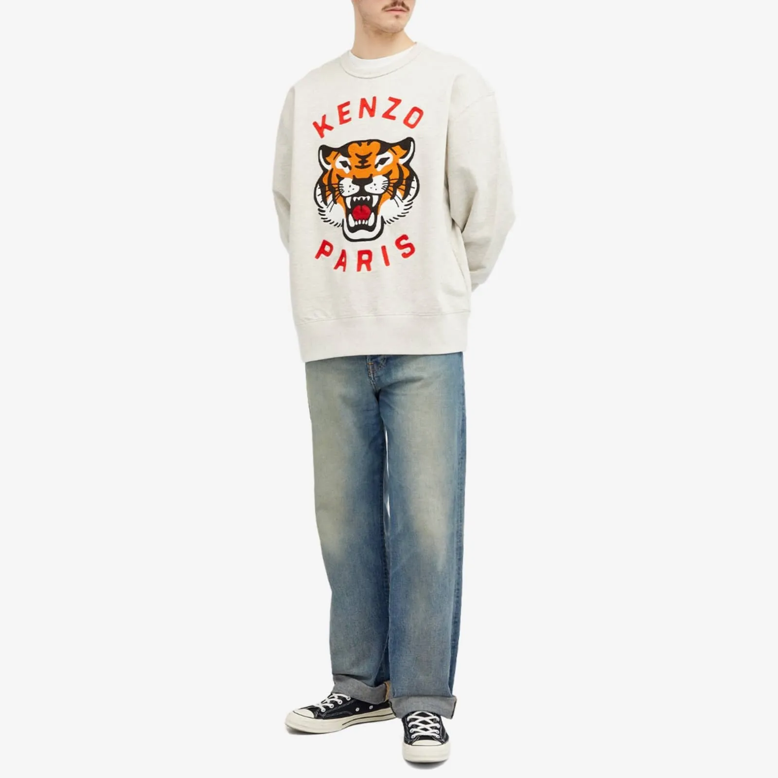 Kenzo Lucky Tiger Sweatshirt, Pale Gray