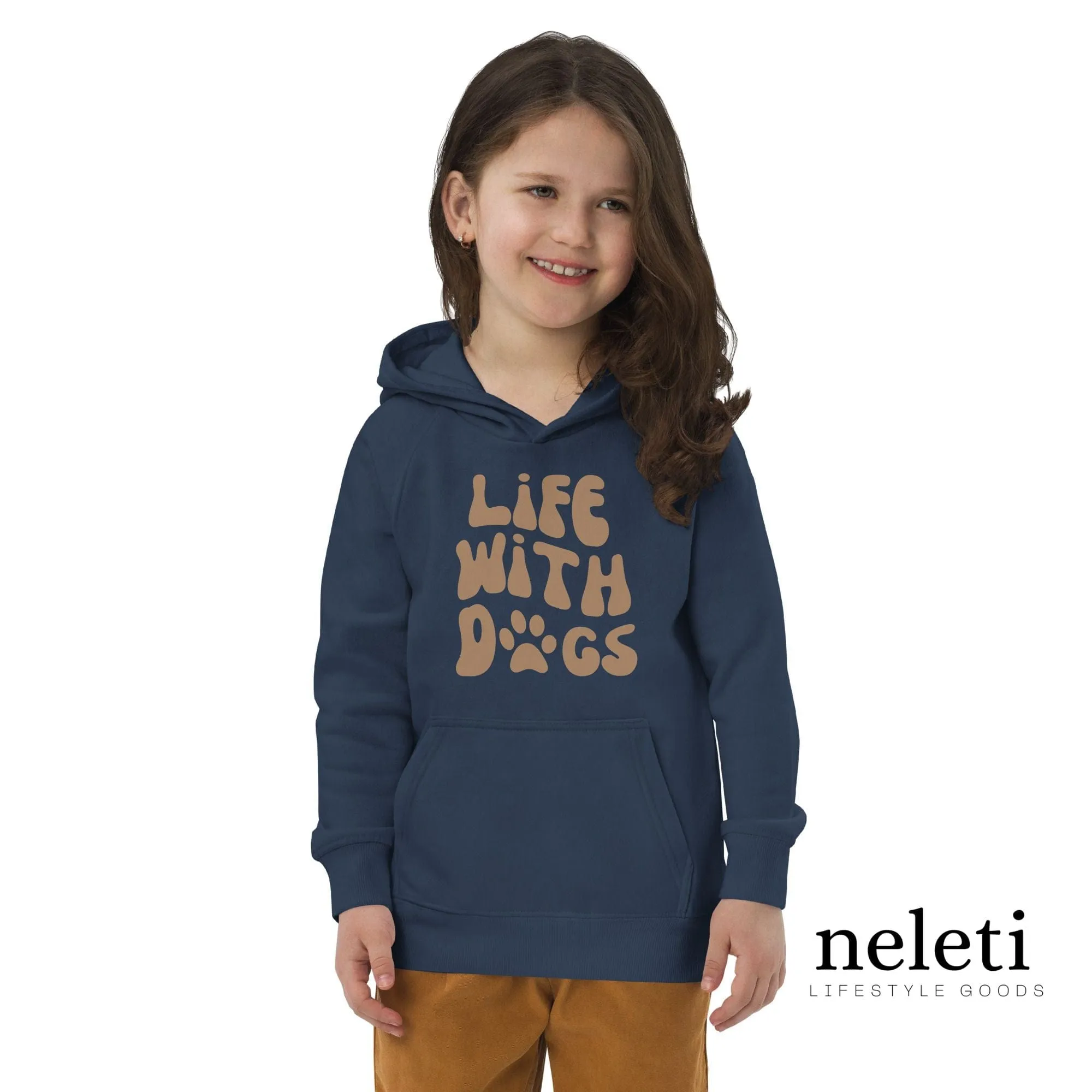 Kids Hoodies with Puff Print Slogan: Earth-Friendly Style for Little Dog Lovers