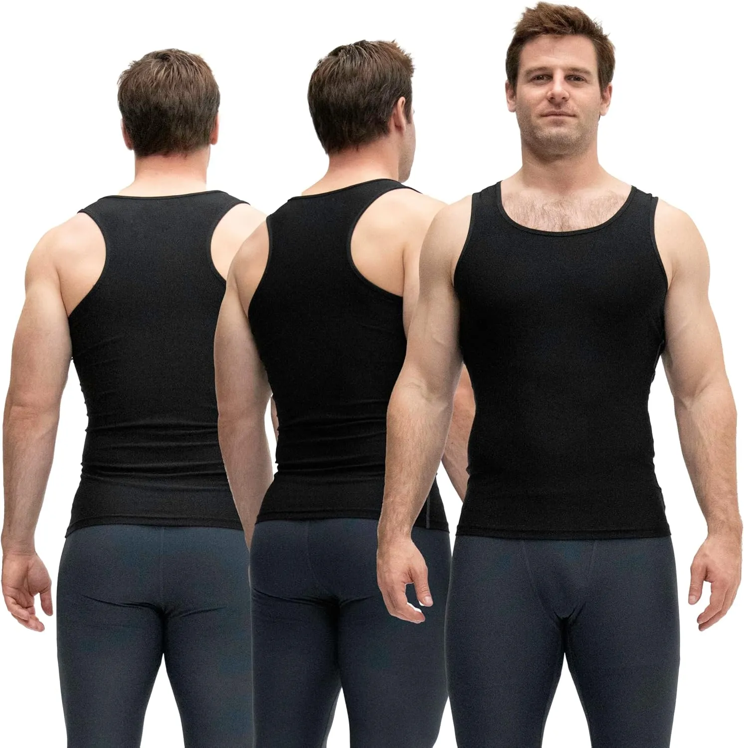 KISTA 3 Pack Men's Cool Dry Compression Sleeveless Tank Top, Sports Running Basketball Workout Base Layer