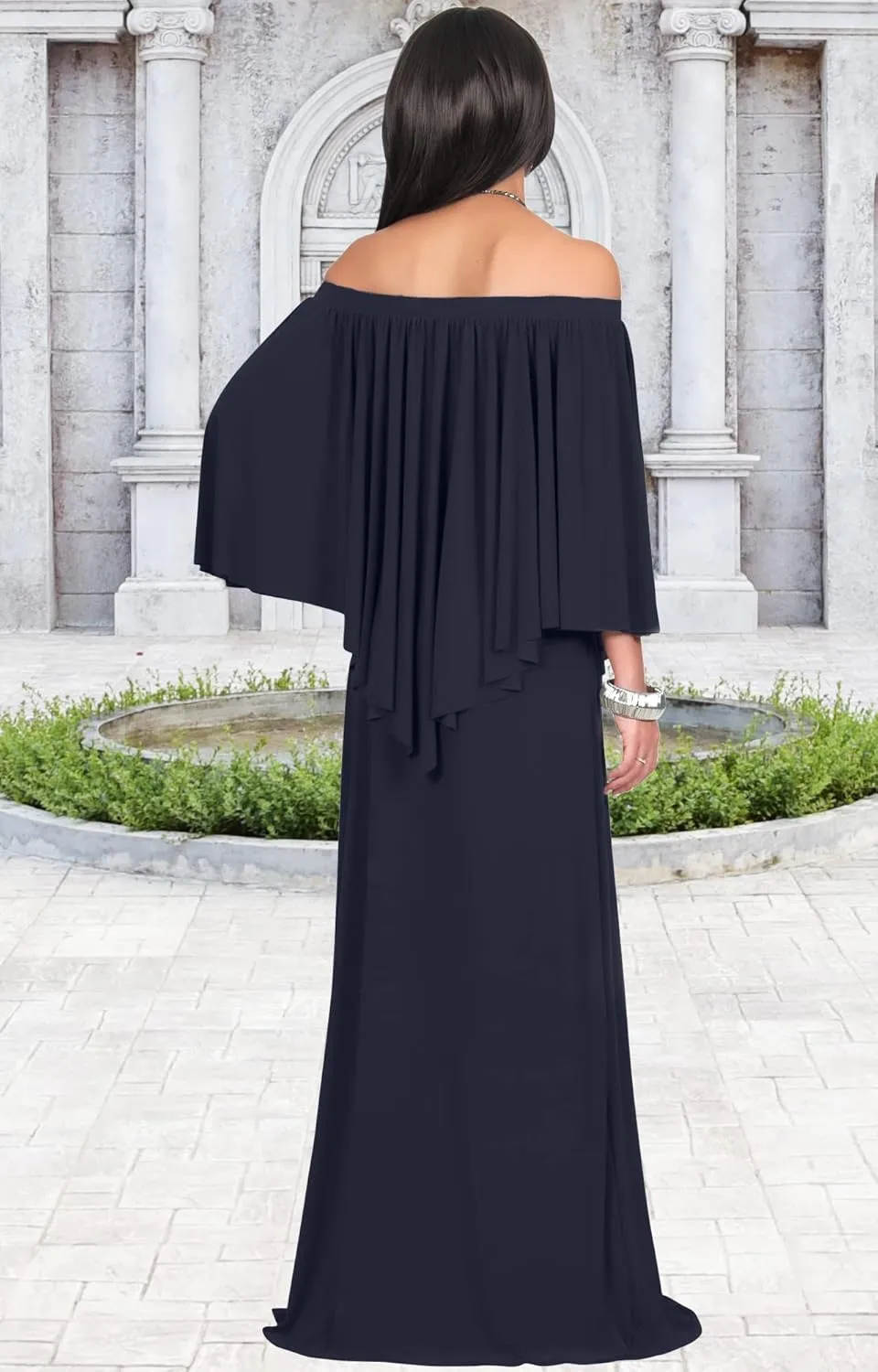 KOH KOH Women's 2025 Loose Fit Strapless Off Shoulder Flattering Cocktail Maxi Dress