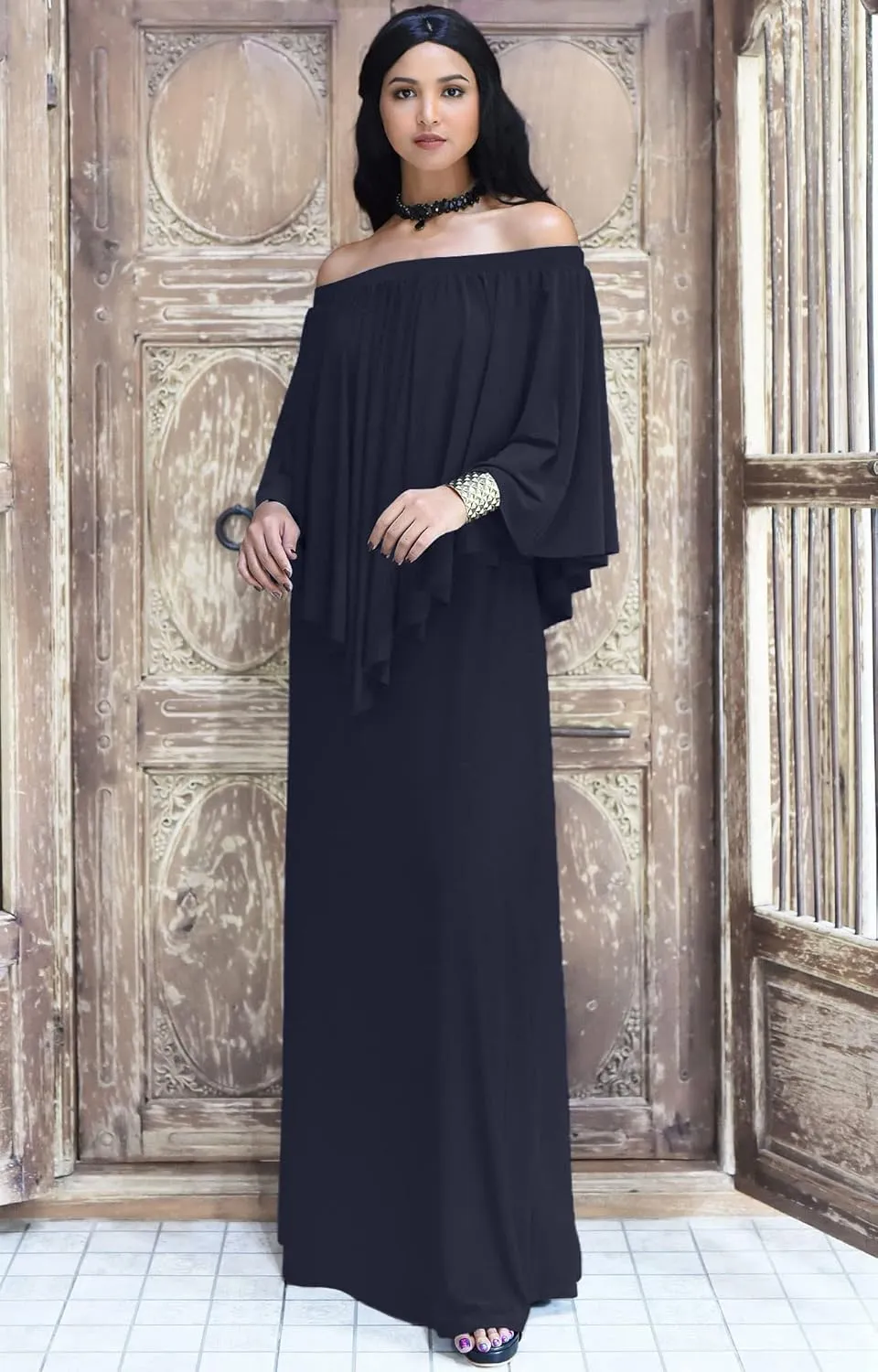 KOH KOH Women's 2025 Loose Fit Strapless Off Shoulder Flattering Cocktail Maxi Dress