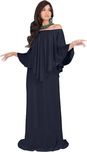 KOH KOH Women's 2025 Loose Fit Strapless Off Shoulder Flattering Cocktail Maxi Dress