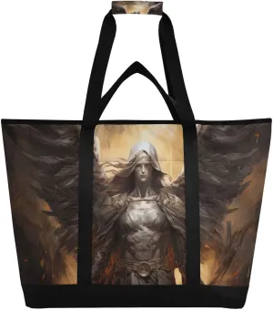 Large Insulated Reusable Tote Bag Cool Archangel Fire for Grocery Shopping for Women Men, Cooler Bag with Zippered Top & Handles for Travel Beach Picnic