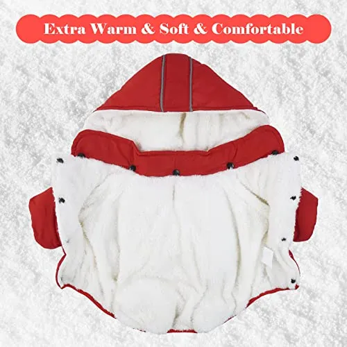 Lelepet Warm Dog Fleece Hoodie, Windproof Dog Winter Jacket, Reflective Dog Coat for Cold Weather, Thick Fleece Padded Dog Winter Clothes Vest for Small Medium Dogs, Detachable Hood & Leash Hole