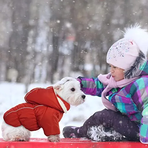 Lelepet Warm Dog Fleece Hoodie, Windproof Dog Winter Jacket, Reflective Dog Coat for Cold Weather, Thick Fleece Padded Dog Winter Clothes Vest for Small Medium Dogs, Detachable Hood & Leash Hole