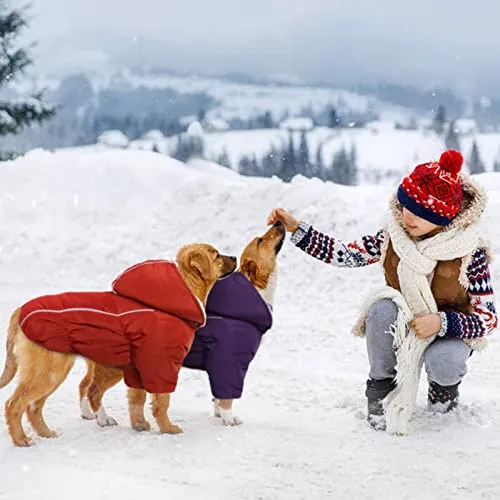 Lelepet Warm Dog Fleece Hoodie, Windproof Dog Winter Jacket, Reflective Dog Coat for Cold Weather, Thick Fleece Padded Dog Winter Clothes Vest for Small Medium Dogs, Detachable Hood & Leash Hole