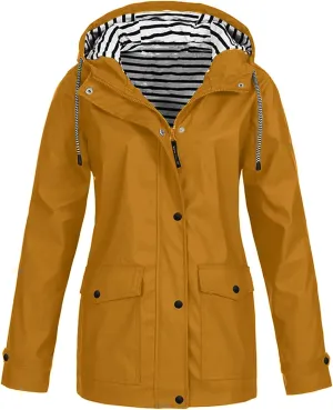 Light Rain Jacket Women Plus Size Waterproof Raincoat Outdoor Hooded Trench Coats Zip Up Windbreaker