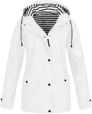 Light Rain Jacket Women Plus Size Waterproof Raincoat Outdoor Hooded Trench Coats Zip Up Windbreaker