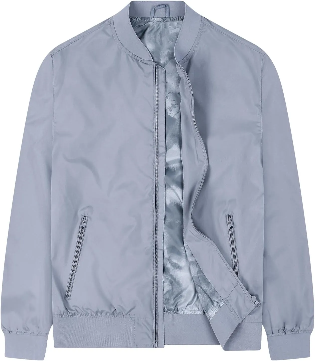 Mens Bomber Jacket Lightweight Causal Windbreaker Flight Light Track Jackets Waterproof Zipup Outdoor Travel Golf Coat