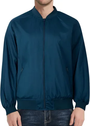 Mens Bomber Jacket Lightweight Causal Windbreaker Flight Light Track Jackets Waterproof Zipup Outdoor Travel Golf Coat