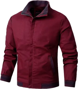 Men's Golf Full Zip up Work Dress Business Varsity Casual Lightweight Windbreaker Stylish Light Jackets