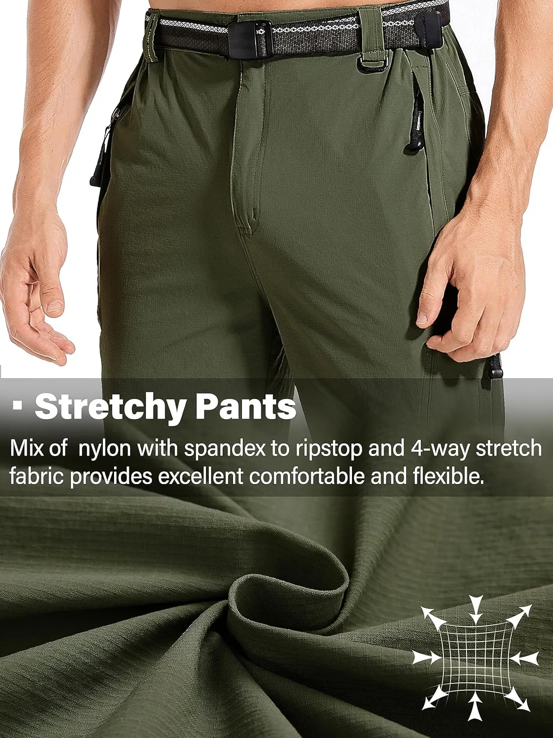 Men's Hiking Pants Quick Dry Cargo Work Lightweight Tactical Pants Stretch Waterproof Outdoor Fishing Travel Safari Pants
