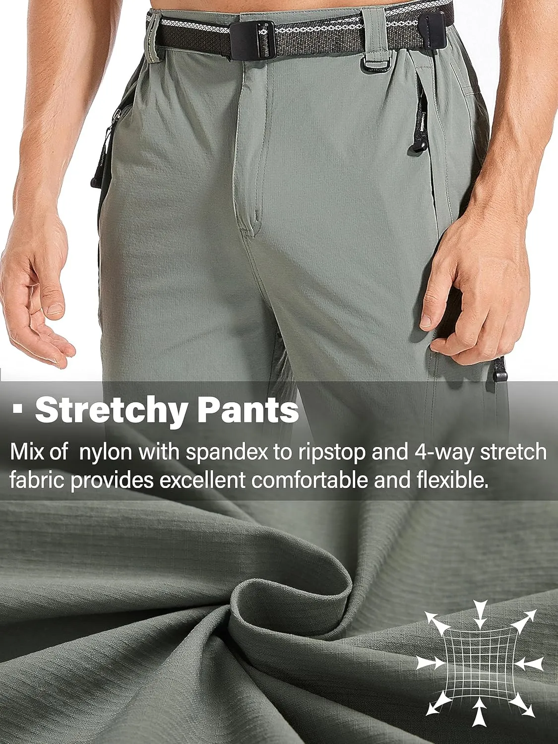 Men's Hiking Pants Quick Dry Cargo Work Lightweight Tactical Pants Stretch Waterproof Outdoor Fishing Travel Safari Pants