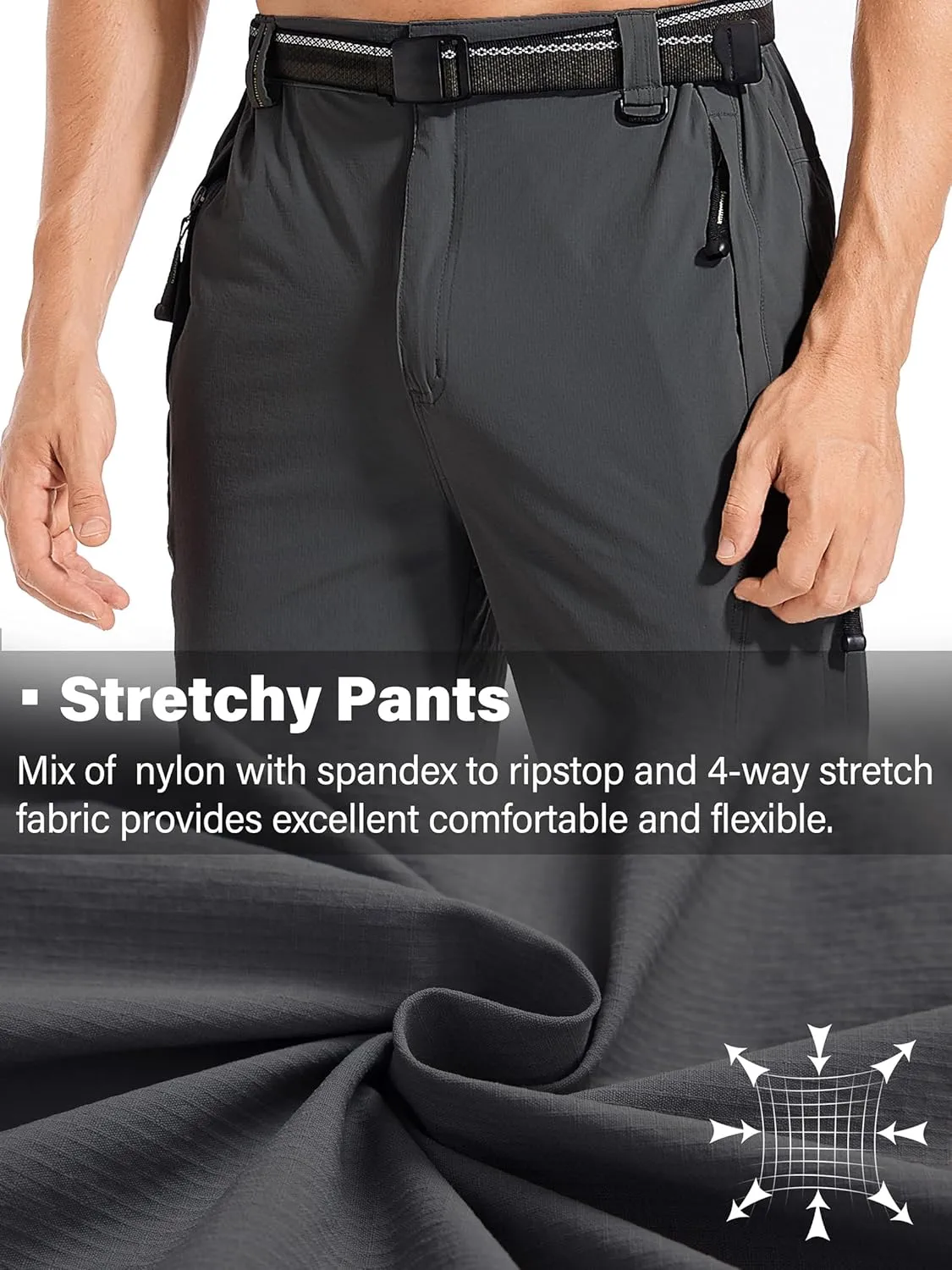 Men's Hiking Pants Quick Dry Cargo Work Lightweight Tactical Pants Stretch Waterproof Outdoor Fishing Travel Safari Pants