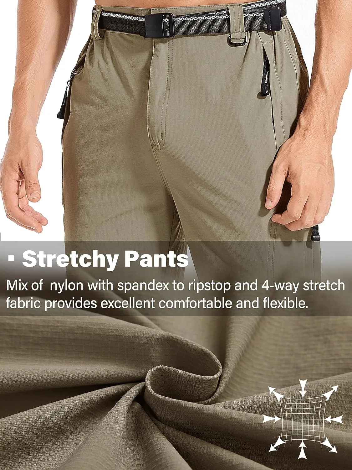 Men's Hiking Pants Quick Dry Cargo Work Lightweight Tactical Pants Stretch Waterproof Outdoor Fishing Travel Safari Pants
