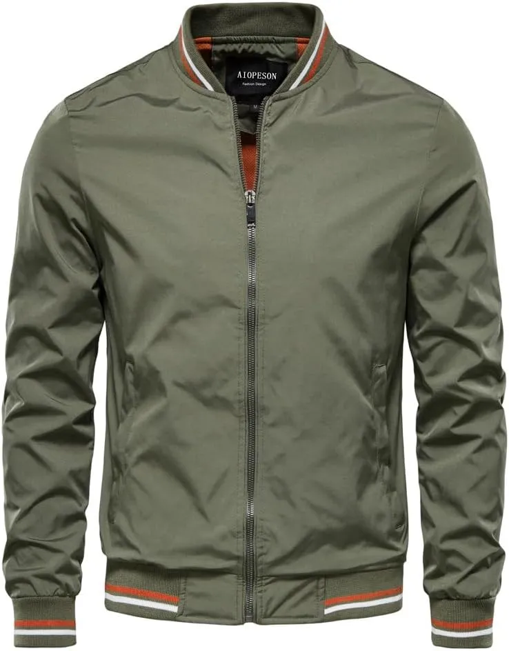 Mens Jacket Lightweight Bomber Jacket Windbreaker Softshell Wind Breaker Fall Full Zip Windbreaker Light Jacket
