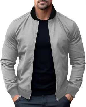 Men's Lightweight Bomber Jacket Jacket Full Zip Light Spring Fall Windbreaker Casual Stylish Golf Jackets for Men