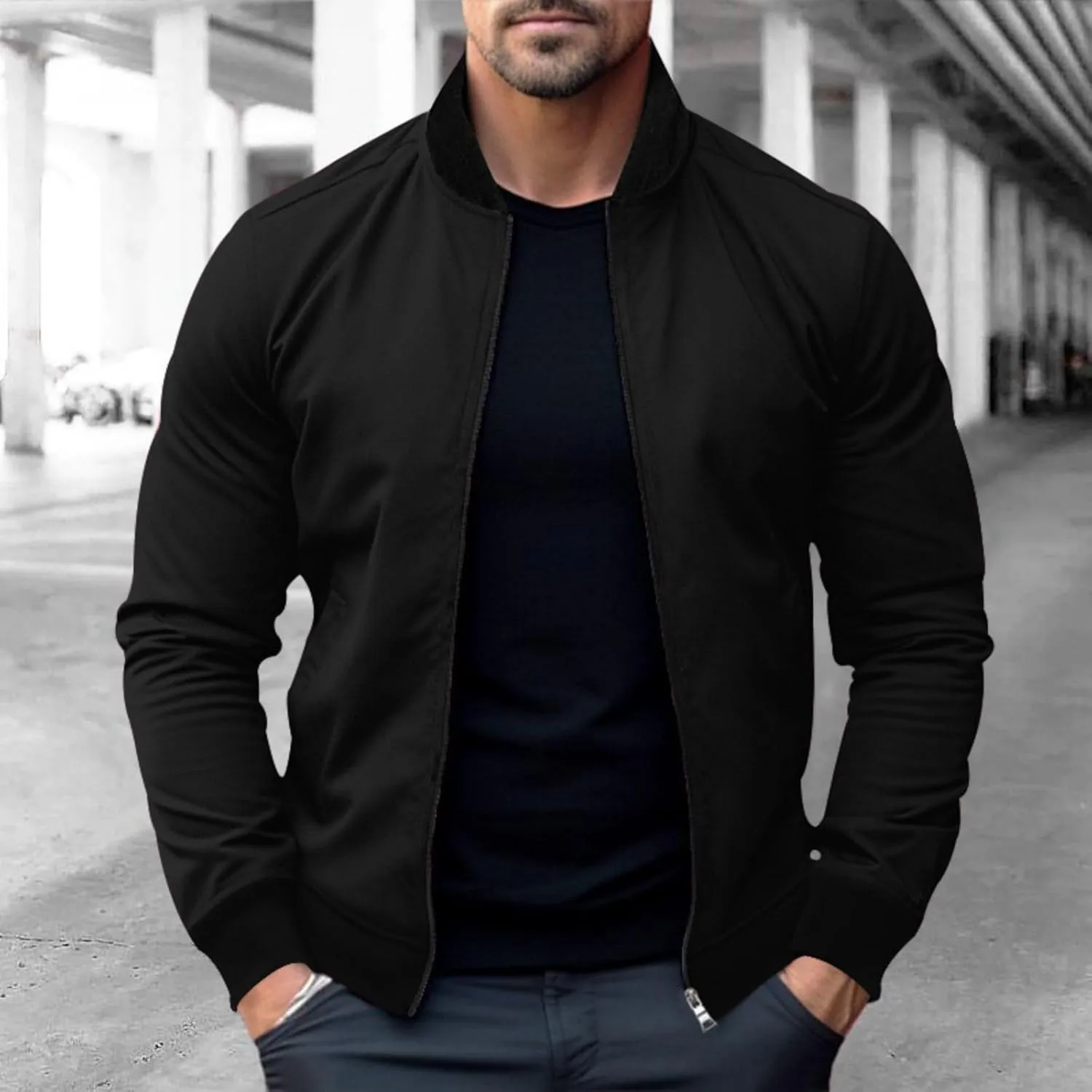 Men's Lightweight Bomber Jacket Jacket Full Zip Light Spring Fall Windbreaker Casual Stylish Golf Jackets for Men