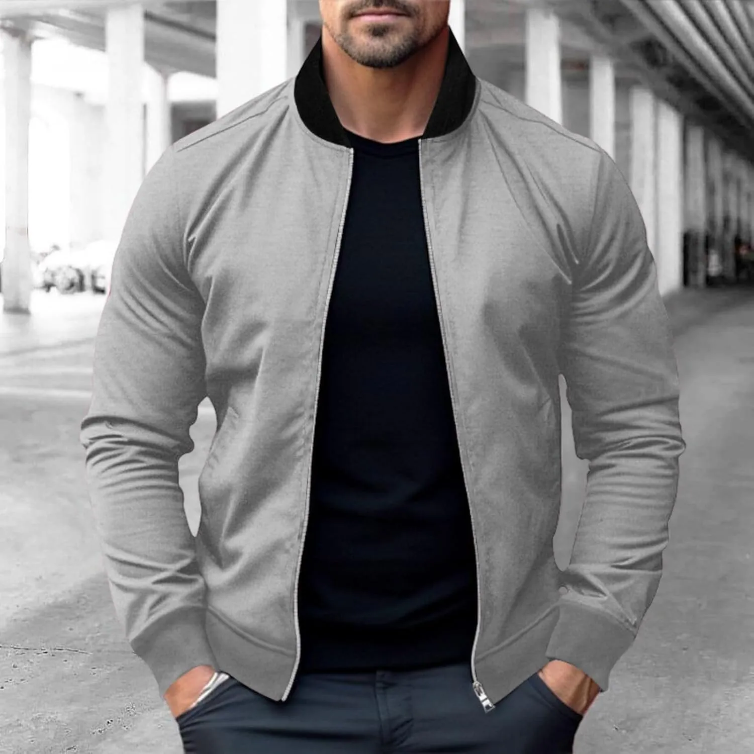 Men's Lightweight Bomber Jacket Jacket Full Zip Light Spring Fall Windbreaker Casual Stylish Golf Jackets for Men