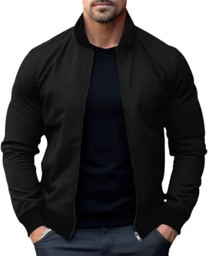 Men's Lightweight Bomber Jacket Jacket Full Zip Light Spring Fall Windbreaker Casual Stylish Golf Jackets for Men