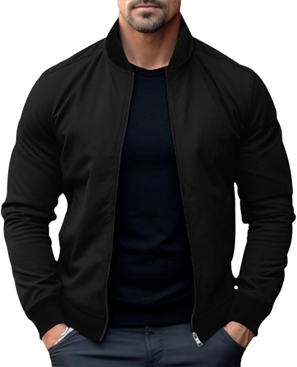 Men's Lightweight Bomber Jacket Jacket Full Zip Light Spring Fall Windbreaker Casual Stylish Golf Jackets for Men