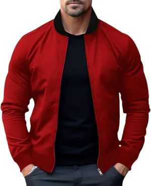 Men's Lightweight Bomber Jacket Jacket Full Zip Light Spring Fall Windbreaker Casual Stylish Golf Jackets for Men