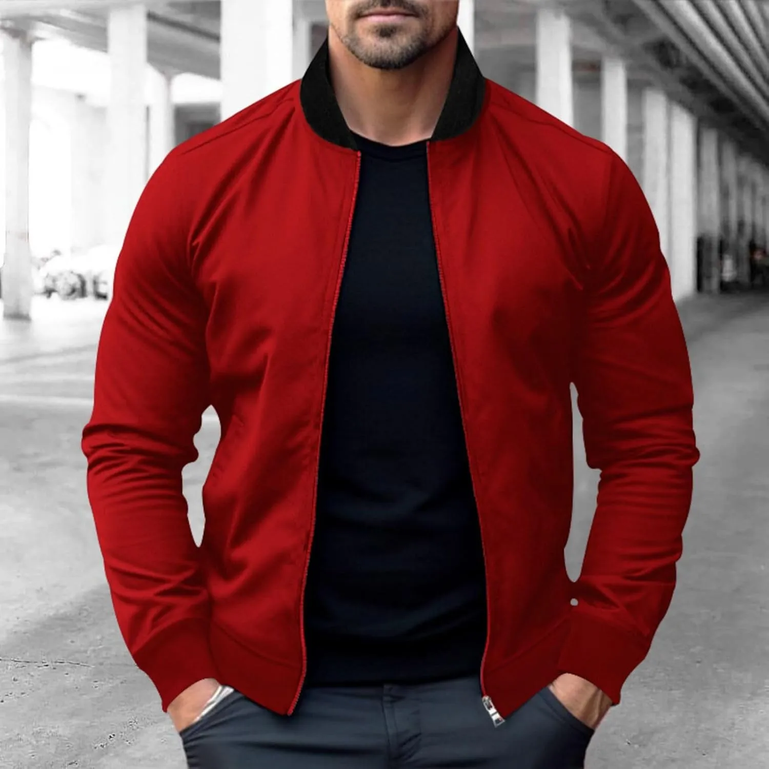 Men's Lightweight Bomber Jacket Jacket Full Zip Light Spring Fall Windbreaker Casual Stylish Golf Jackets for Men