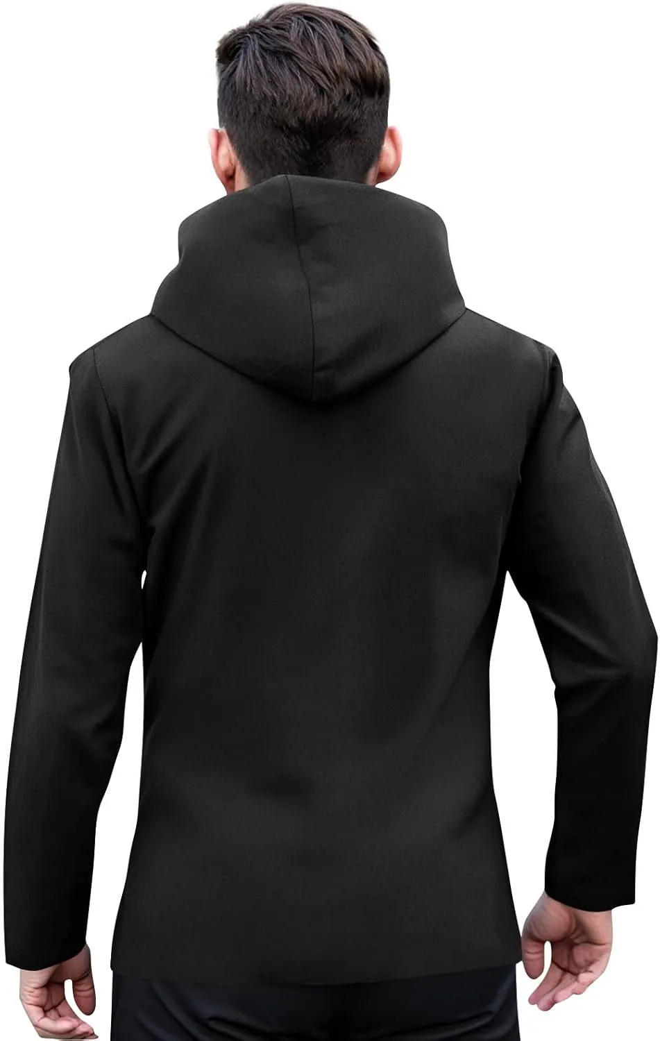 Mens Rain Jacket Drawstring Light Waterproof Rain Coat Ponchos Sun Protective Outdoor Jacket with Hooded