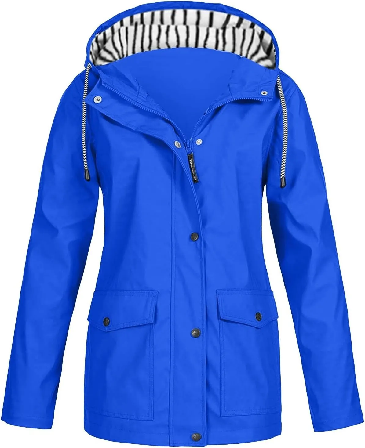 Mens Rain Jacket Drawstring Light Waterproof Rain Coat Ponchos Sun Protective Outdoor Jacket with Hooded