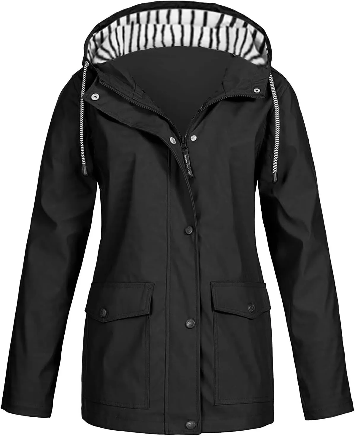 Mens Rain Jacket Drawstring Light Waterproof Rain Coat Ponchos Sun Protective Outdoor Jacket with Hooded