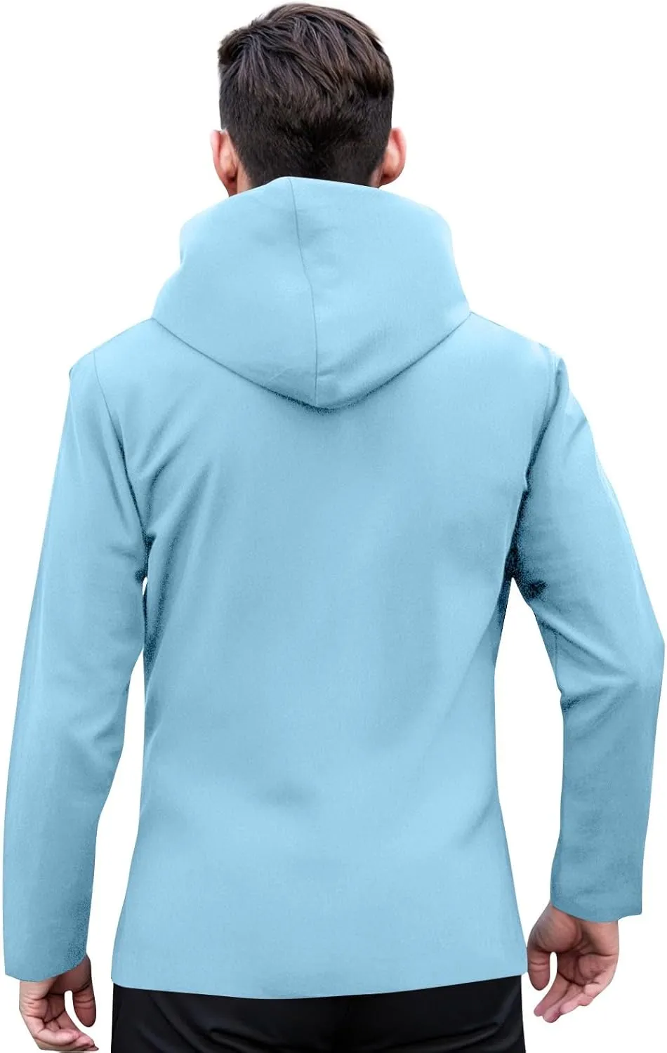 Mens Rain Jacket Drawstring Light Waterproof Rain Coat Ponchos Sun Protective Outdoor Jacket with Hooded