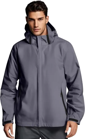 Men's Rain Jacket Light Waterproof Rain Coats Ponchos Sun Protective Outdoor Jacket with Hooded