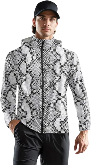 Mens Rain Jackets Waterproof with Hood Windbreaker Hiking Outdoor Raincoats Big and Tall Light Golf Outerwear