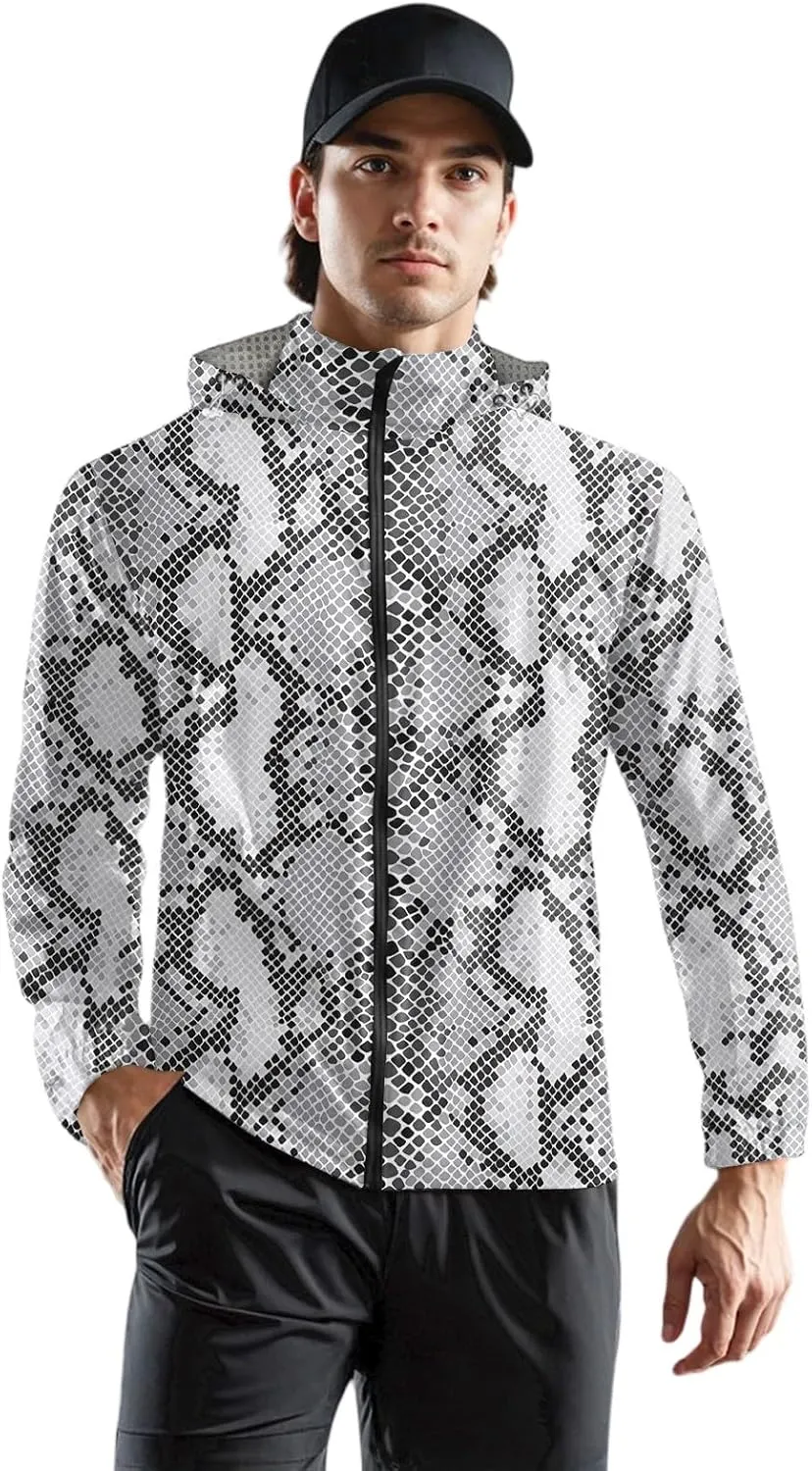 Mens Rain Jackets Waterproof with Hood Windbreaker Hiking Outdoor Raincoats Big and Tall Light Golf Outerwear