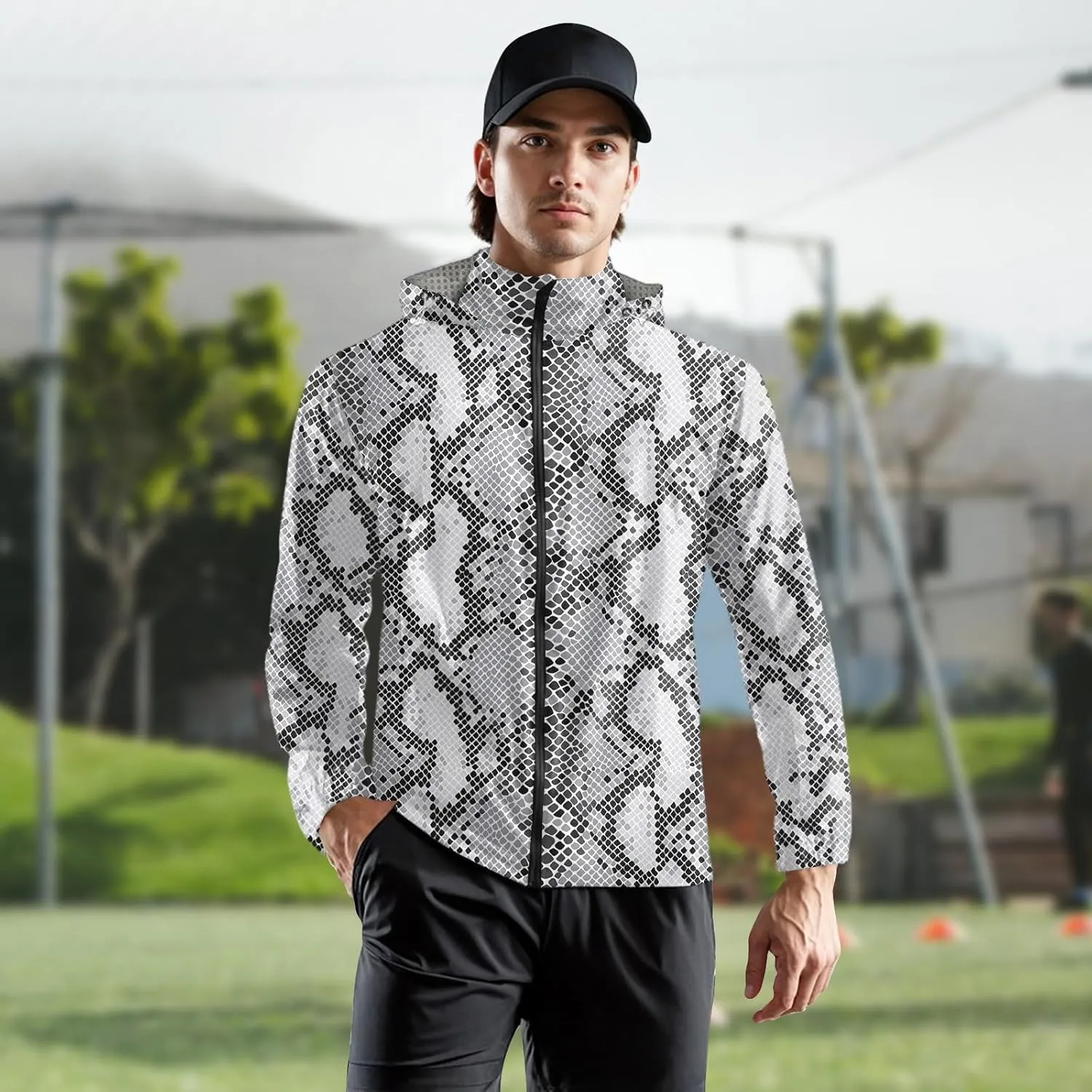 Mens Rain Jackets Waterproof with Hood Windbreaker Hiking Outdoor Raincoats Big and Tall Light Golf Outerwear