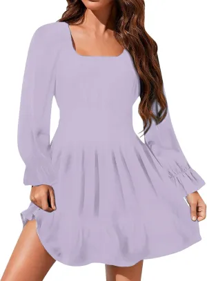 Off the Shoulder Rompers for Women Dressy Short/Long Sleeve Romper Ruffle Layer Back Tie Mini Short Jumpsuits