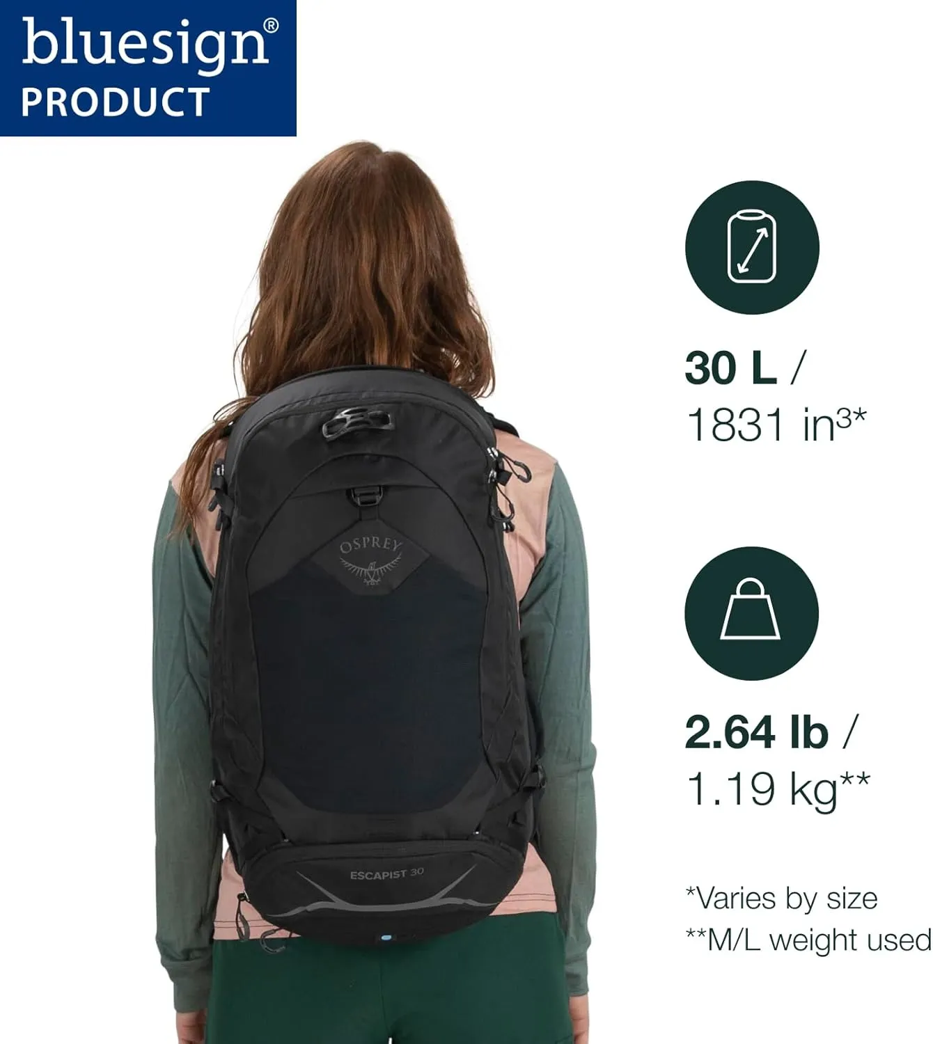 Osprey Escapist 30 Backpack, Black, M-L
