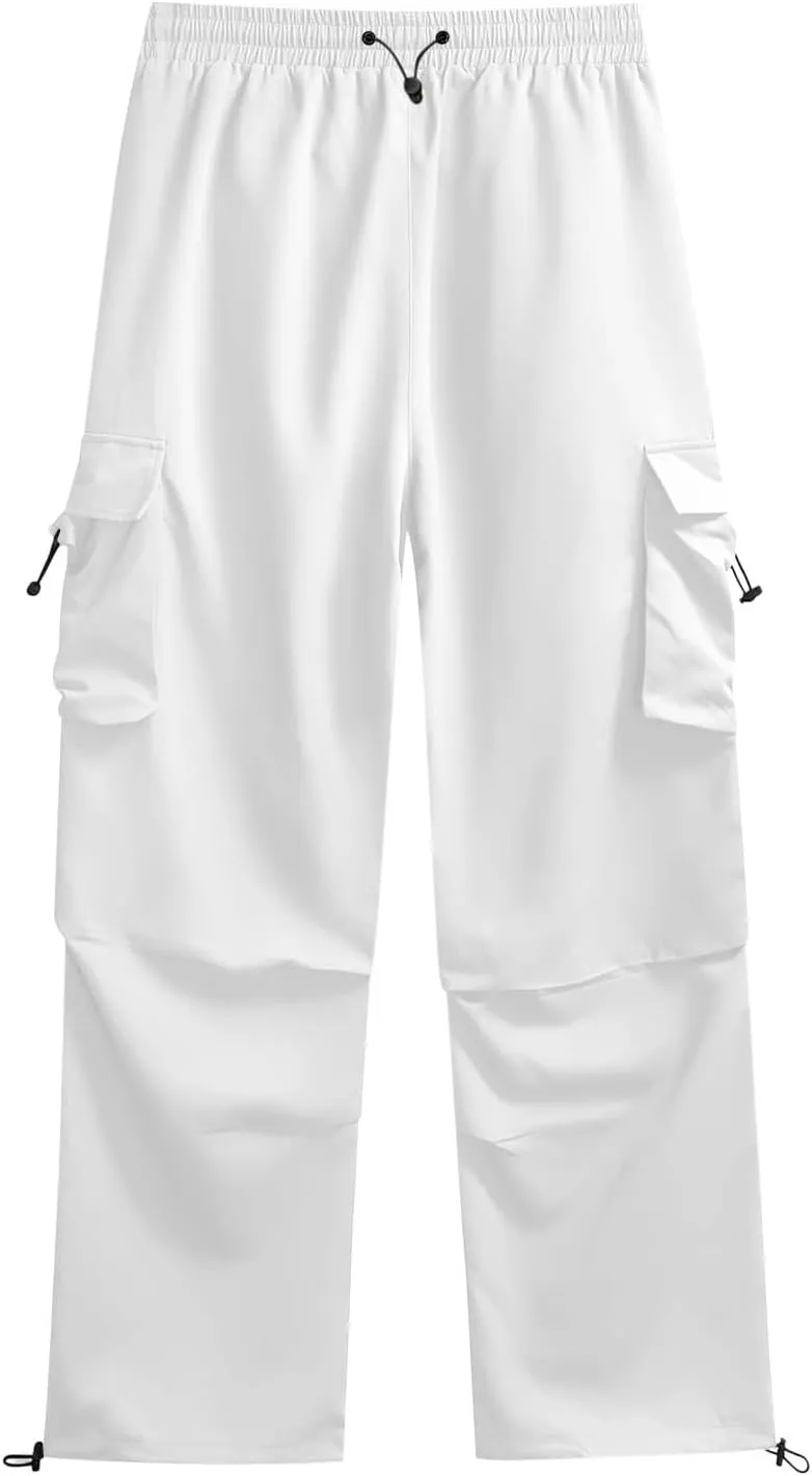 Parachute Pants for Men Shrink-Proof Hip Hop Pant All-Day Comfort Casual Pants Trouser Side Pocket Drawstring Pant