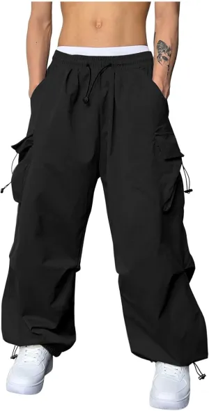 Parachute Pants for Men Shrink-Proof Hip Hop Pant All-Day Comfort Casual Pants Trouser Side Pocket Drawstring Pant