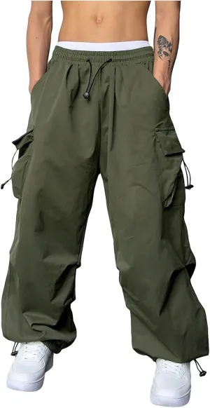 Parachute Pants for Men Shrink-Proof Hip Hop Pant All-Day Comfort Casual Pants Trouser Side Pocket Drawstring Pant