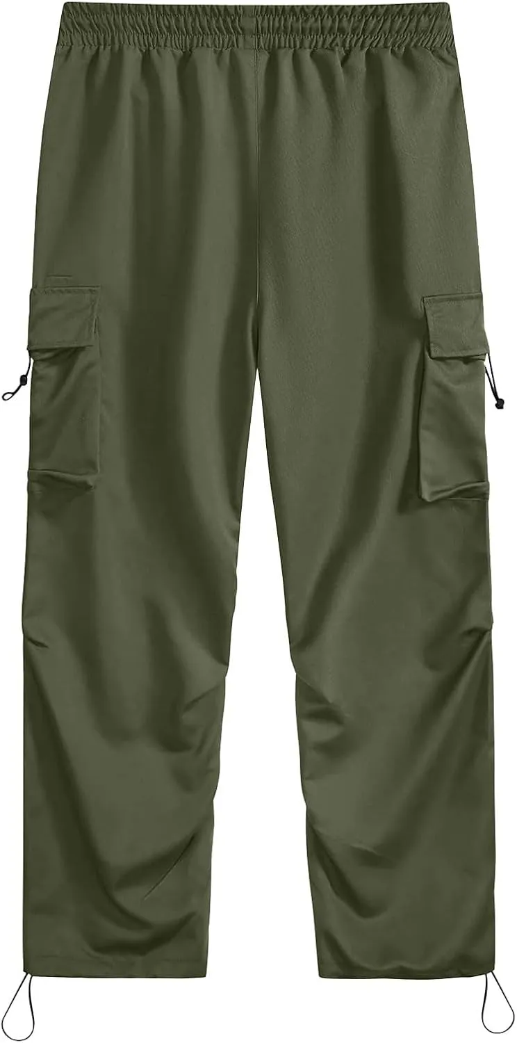 Parachute Pants for Men Shrink-Proof Hip Hop Pant All-Day Comfort Casual Pants Trouser Side Pocket Drawstring Pant