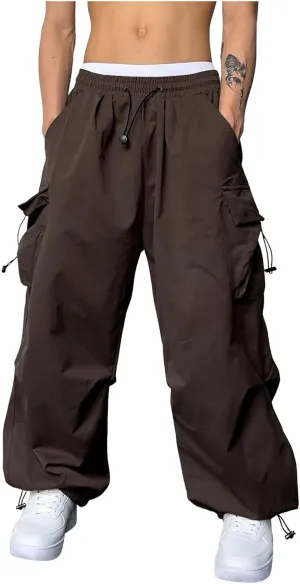 Parachute Pants for Men Shrink-Proof Hip Hop Pant All-Day Comfort Casual Pants Trouser Side Pocket Drawstring Pant