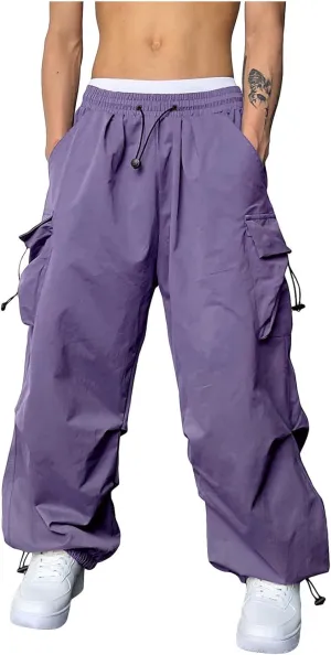 Parachute Pants for Men Shrink-Proof Hip Hop Pant All-Day Comfort Casual Pants Trouser Side Pocket Drawstring Pant