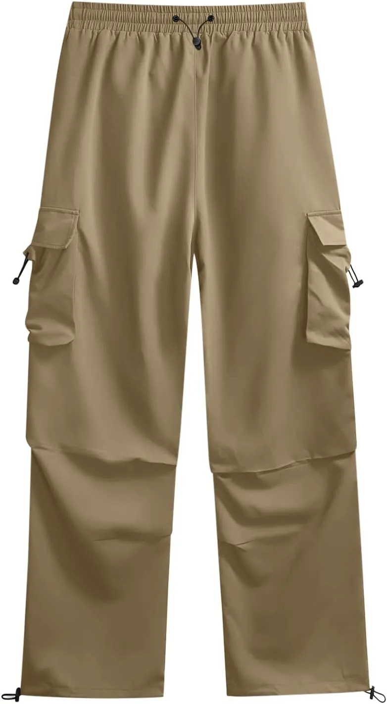 Parachute Pants for Men Shrink-Proof Hip Hop Pant All-Day Comfort Casual Pants Trouser Side Pocket Drawstring Pant