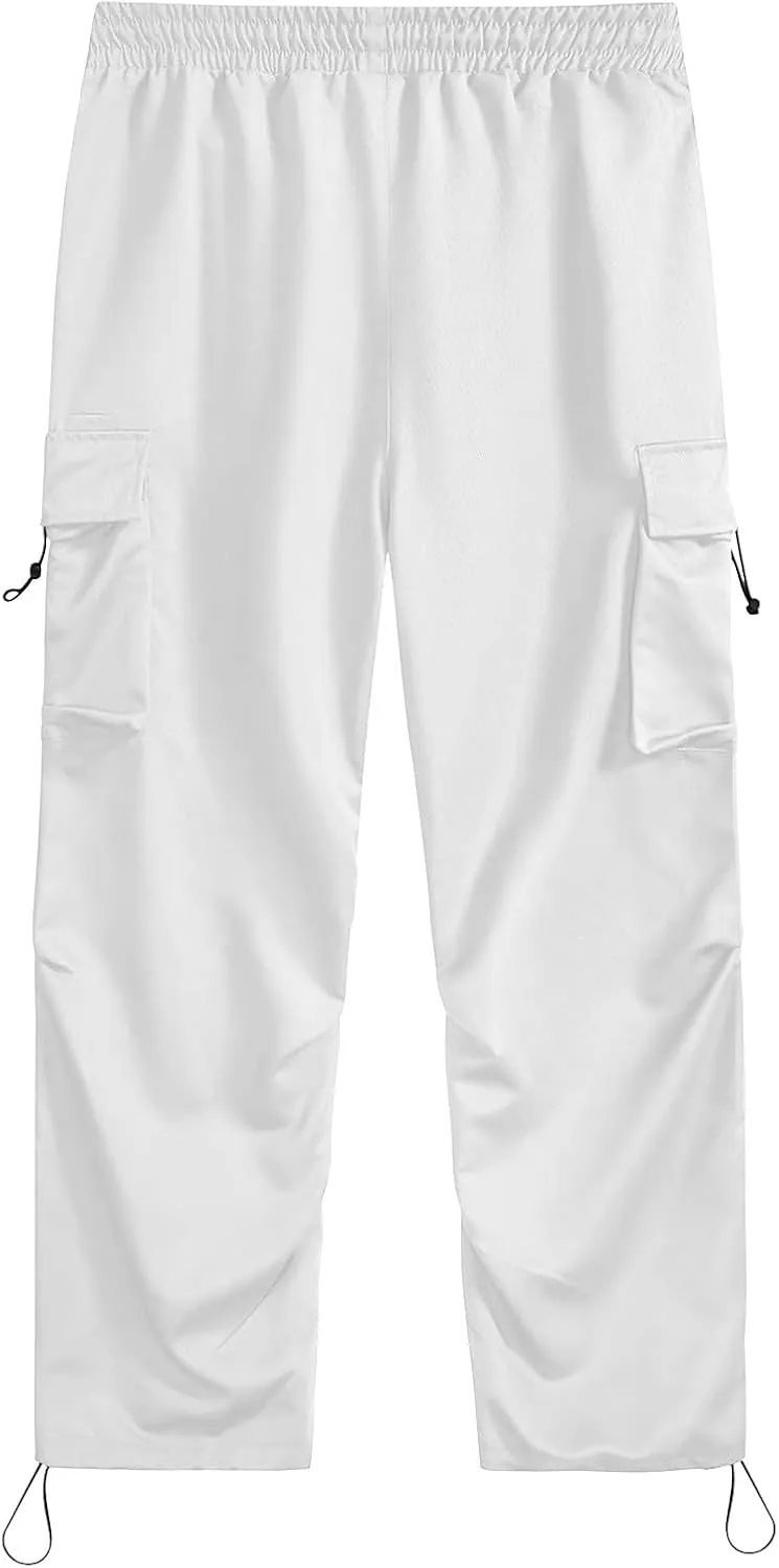 Parachute Pants for Men Shrink-Proof Hip Hop Pant All-Day Comfort Casual Pants Trouser Side Pocket Drawstring Pant