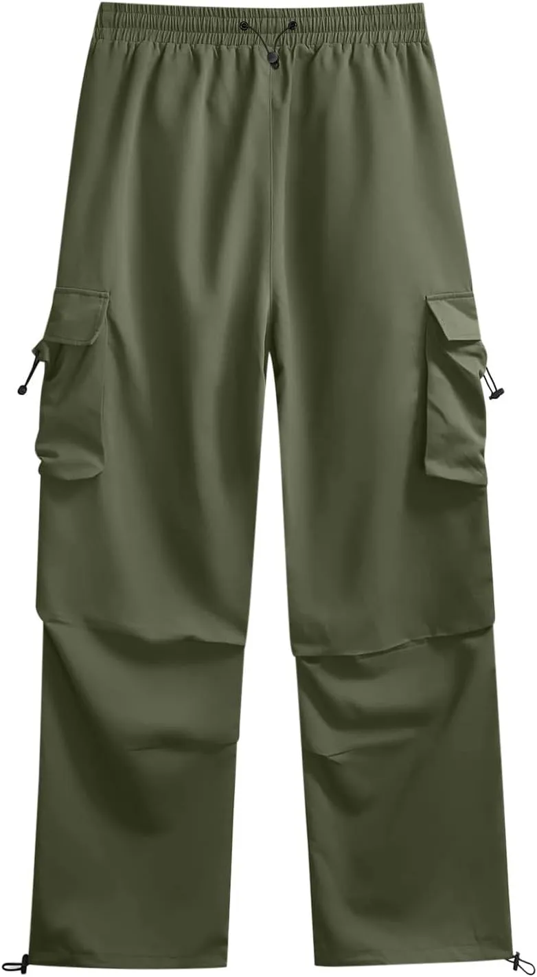 Parachute Pants for Men Shrink-Proof Hip Hop Pant All-Day Comfort Casual Pants Trouser Side Pocket Drawstring Pant
