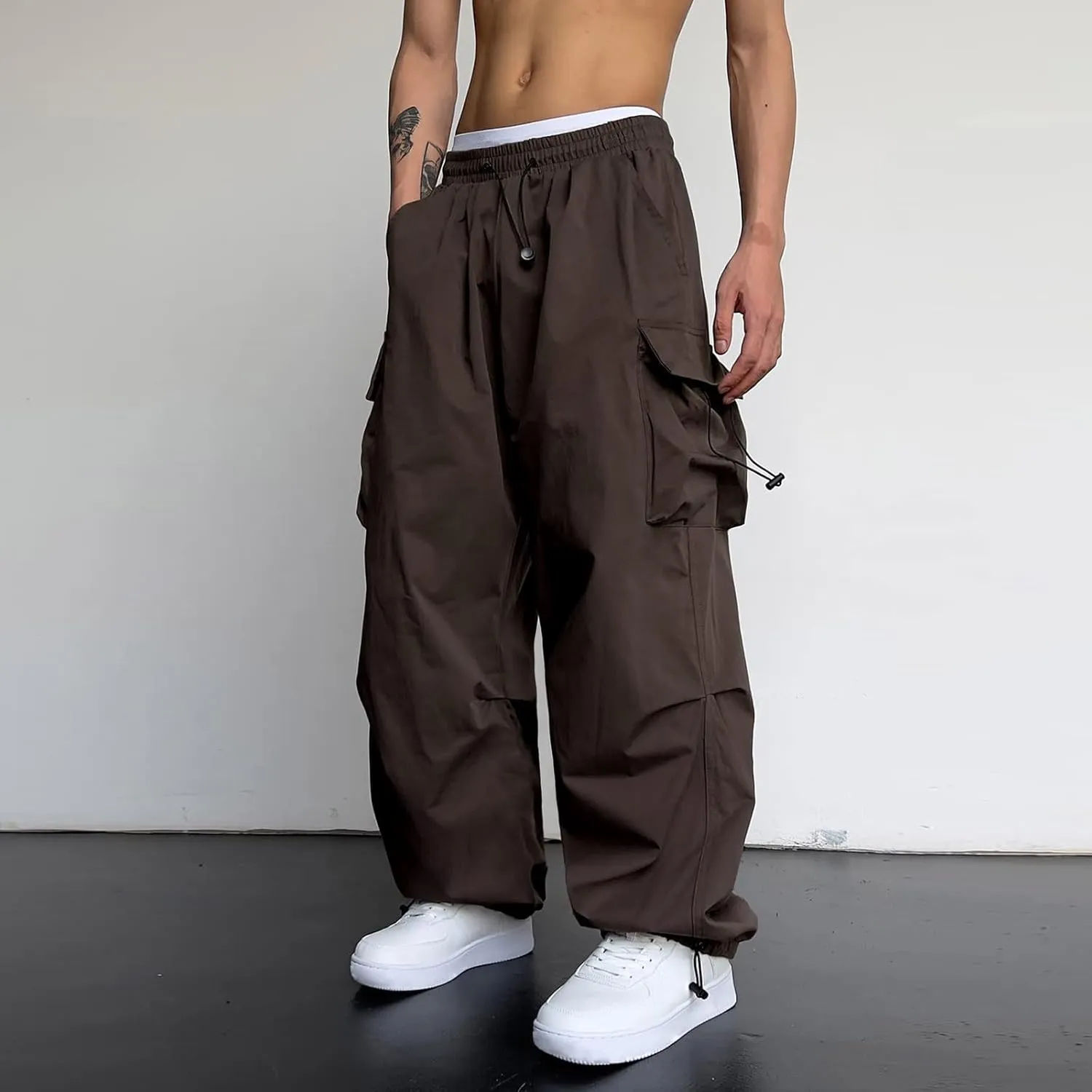 Parachute Pants for Men Shrink-Proof Hip Hop Pant All-Day Comfort Casual Pants Trouser Side Pocket Drawstring Pant