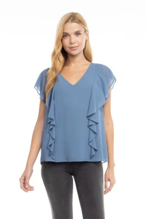 Pearl Beaded Ruffle Blouse